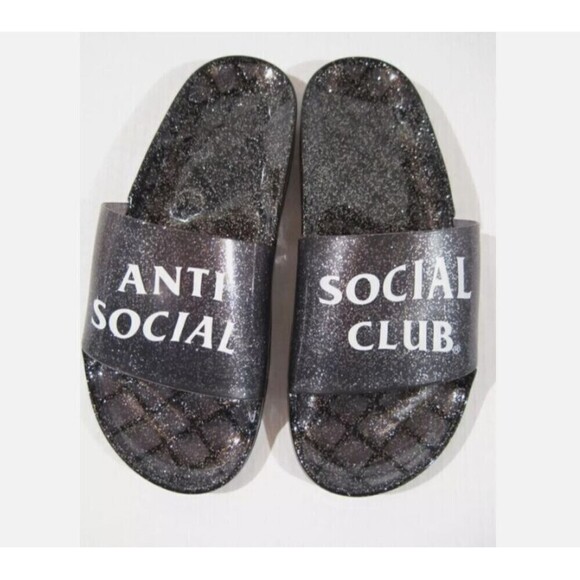 Anti Social Social Club Glitter Slides Black Women's size 6 US - Picture 1 of 5